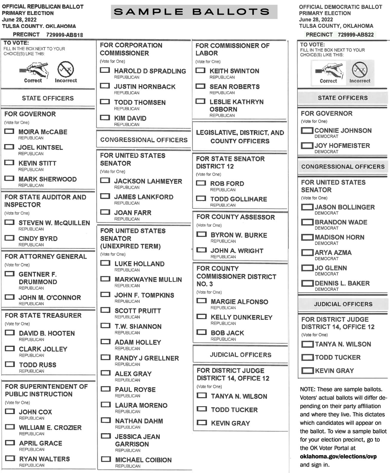 June 28 Sample Ballot